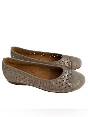 Gabor Metallic Punched "Hovercraft" Ballet Flats 6.5